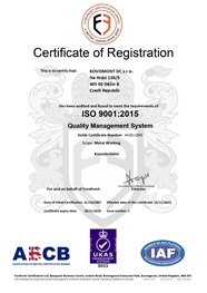 Certifikát  ISO 9001:2015